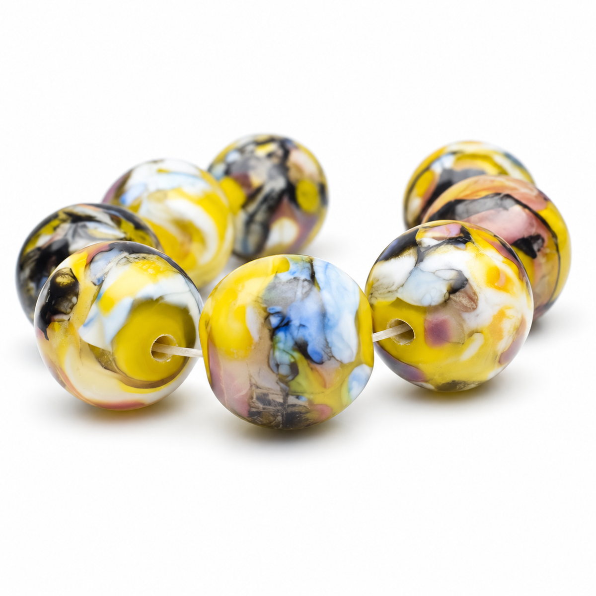 Sunlit Marble: Handmade Lampwork Glass Beads