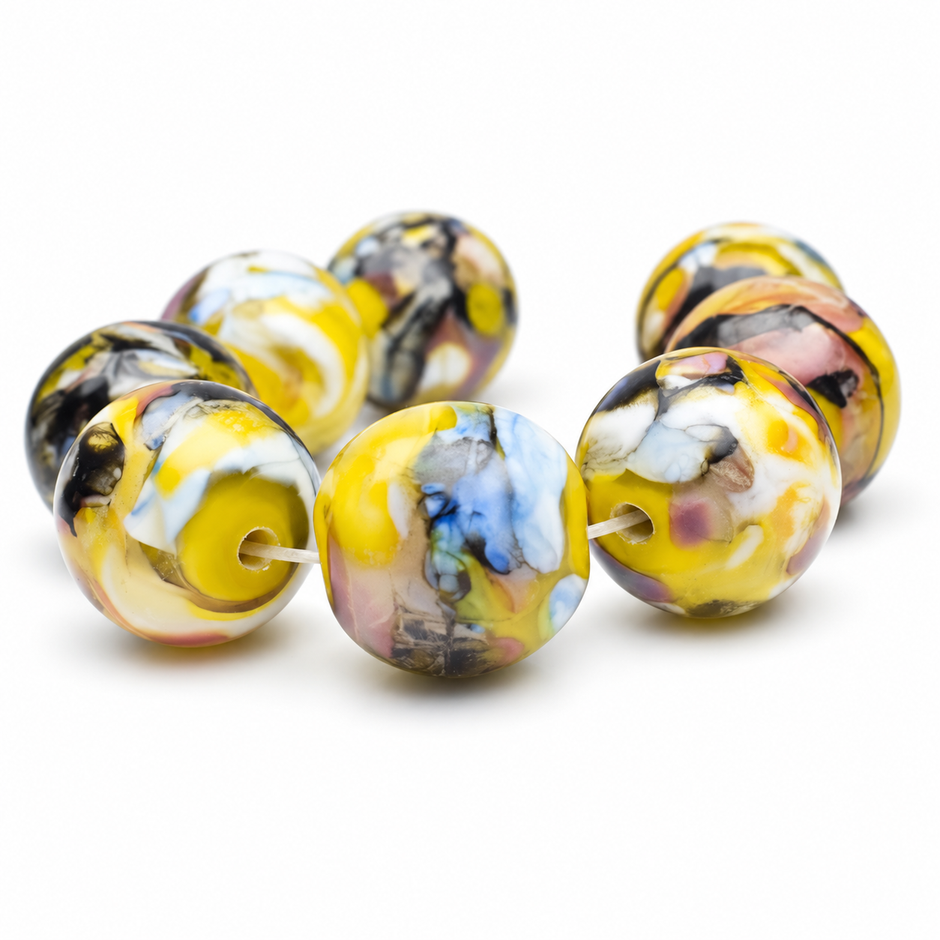 Sunlit Marble: Handmade Lampwork Glass Beads
