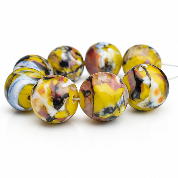 Sunlit Marble: Handmade Lampwork Glass Beads