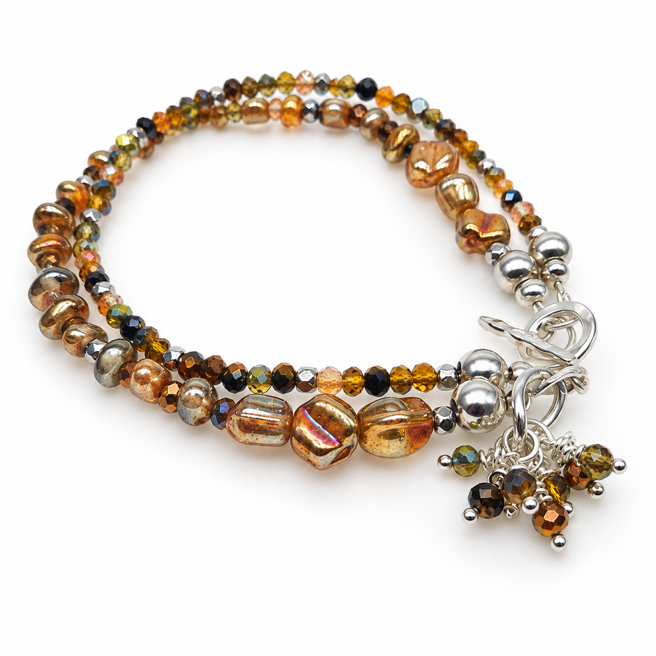 Spiced Glass Double-Stranded Bracelet