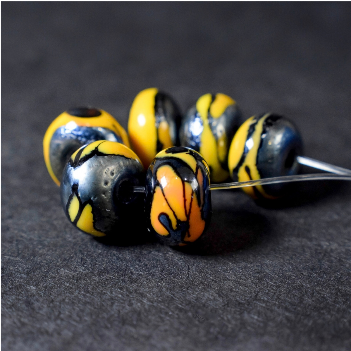 Midnight Glow: Handmade Lampwork Glass Beads