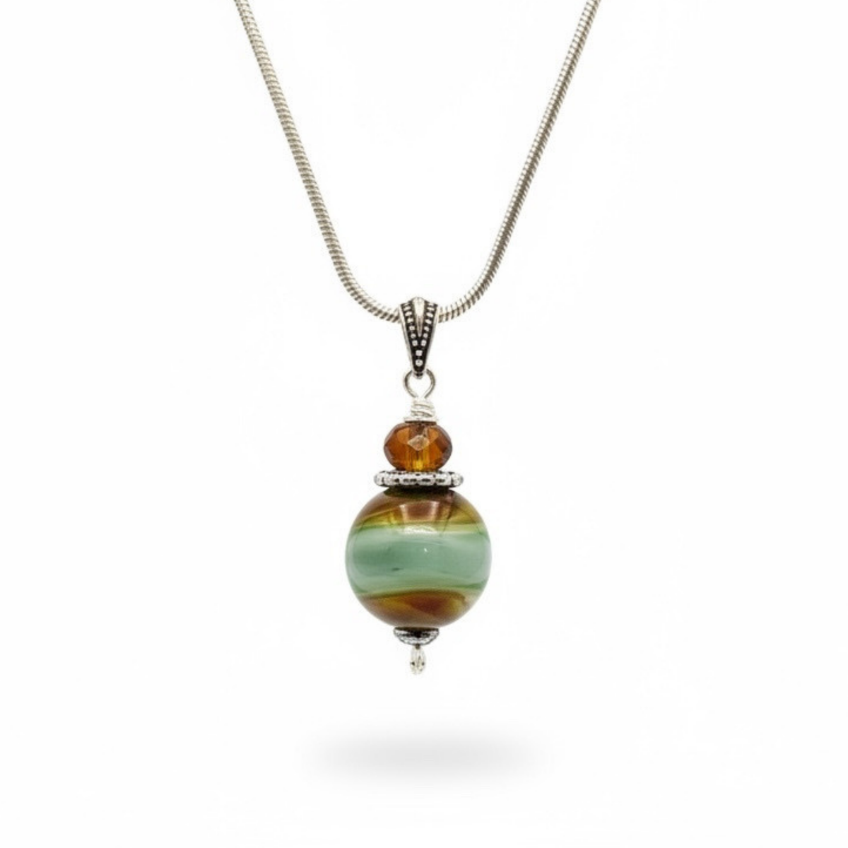 COMING SOON — Seafoam & Amber Pendant Necklace