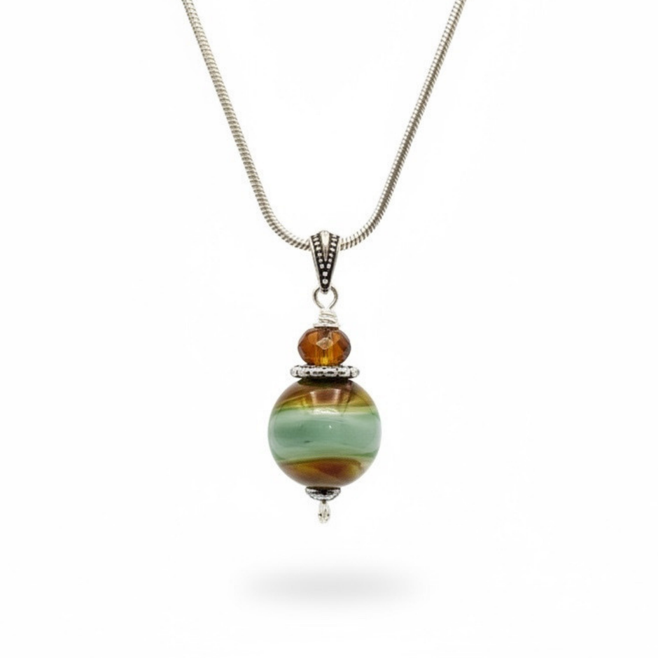 COMING SOON — Seafoam & Amber Pendant Necklace