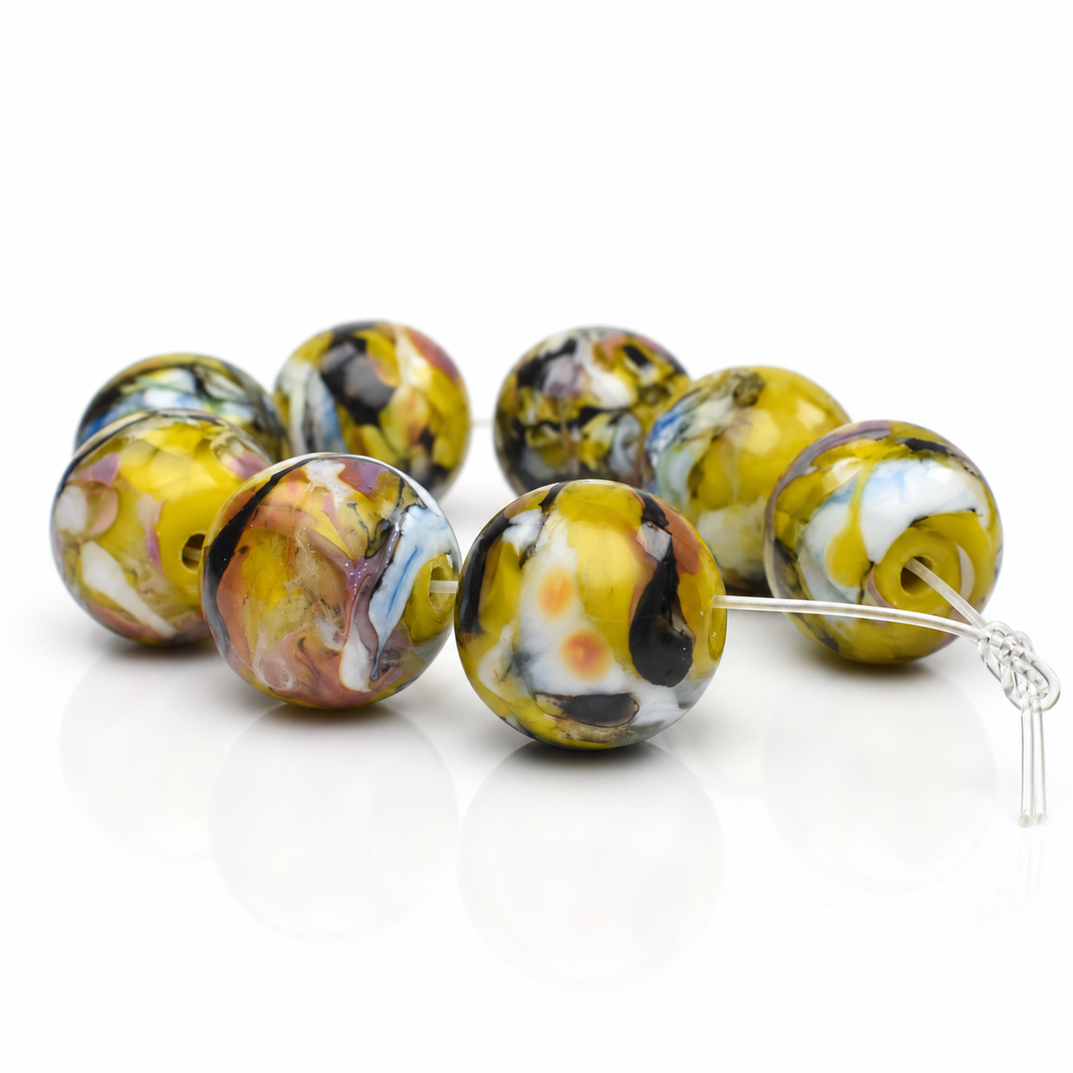 Sunlit Marble: Handmade Lampwork Glass Beads