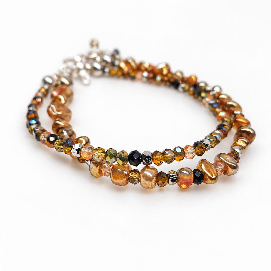 Spiced Glass Double-Stranded Bracelet