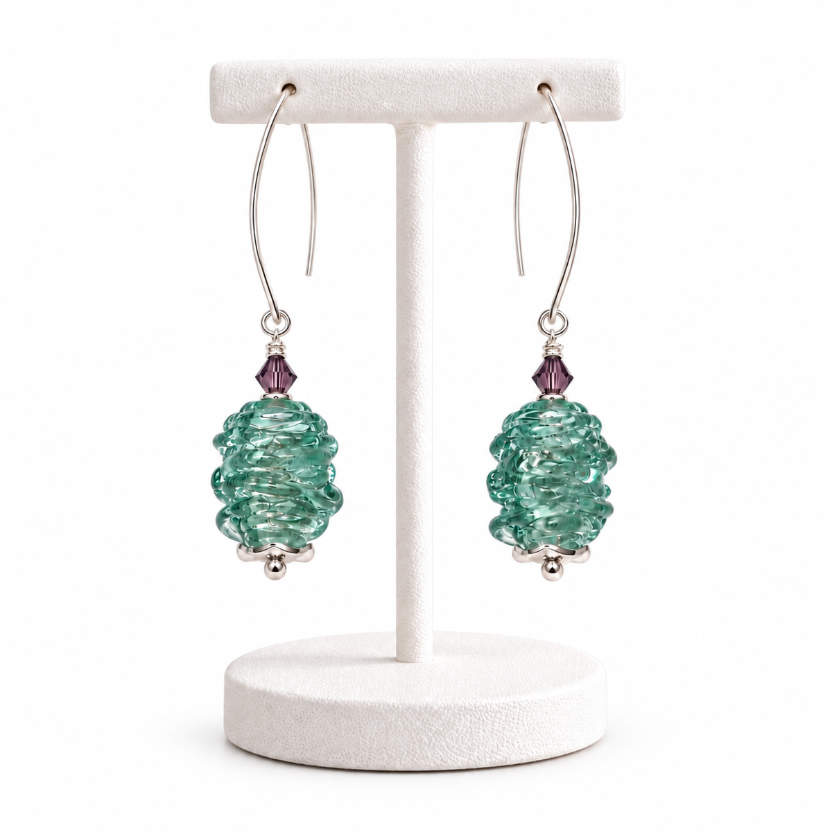 Aqua Bloom Sterling Silver Earrings