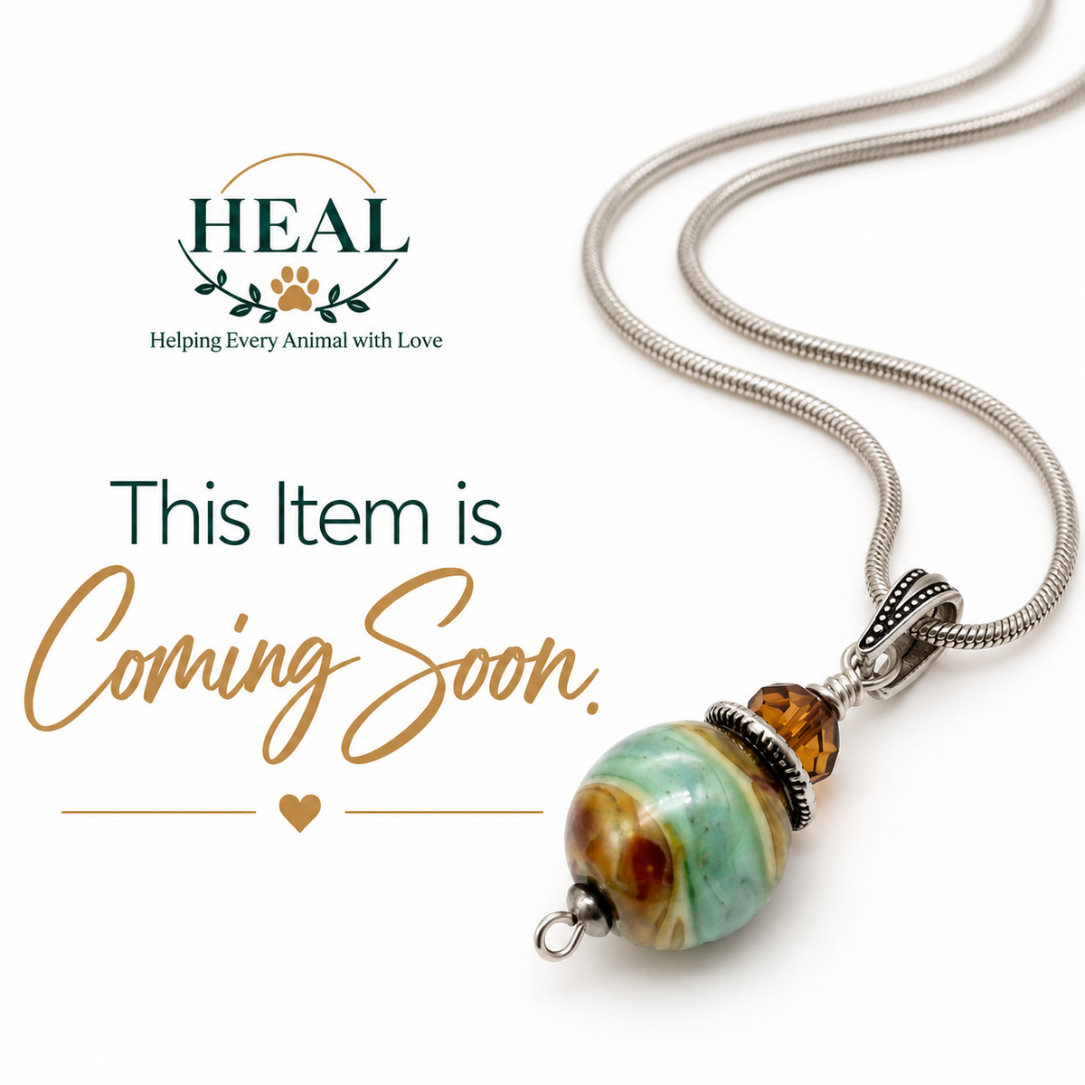 COMING SOON — Seafoam & Amber Pendant Necklace