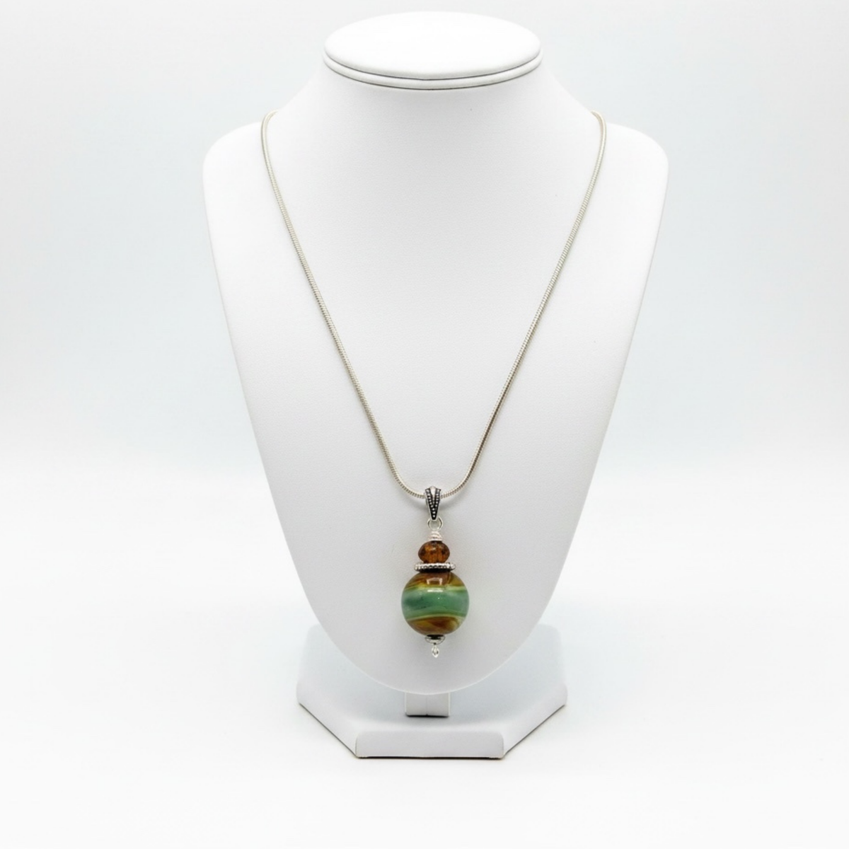 COMING SOON — Seafoam & Amber Pendant Necklace