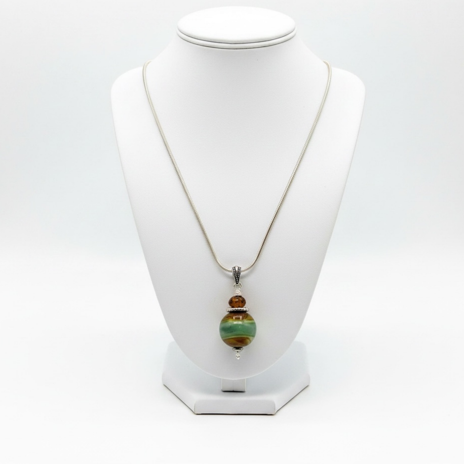 COMING SOON — Seafoam & Amber Pendant Necklace