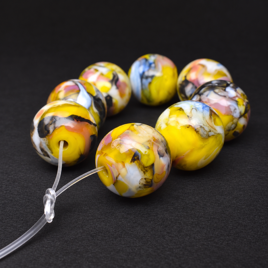 Sunlit Marble: Handmade Lampwork Glass Beads