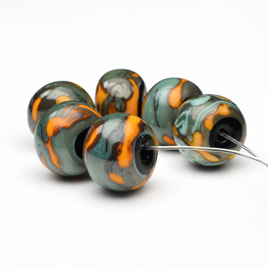 Copper Moss: Handmade Lampwork Glass Beads