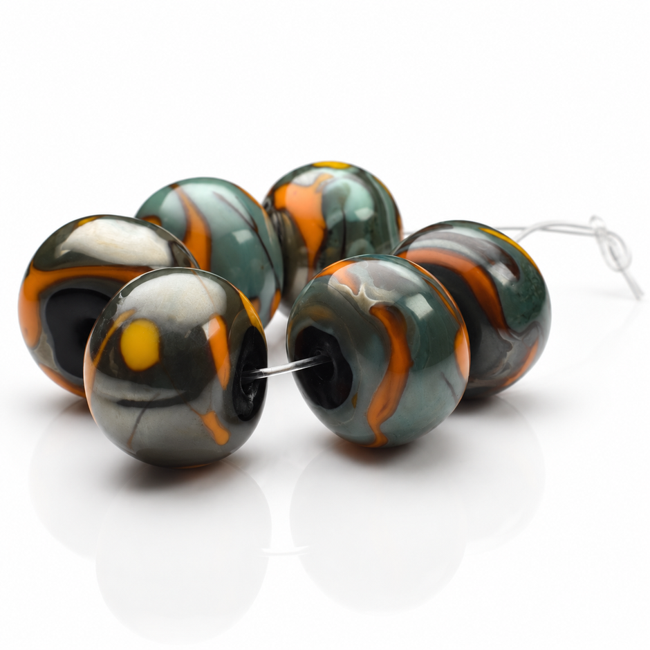 Copper Moss: Handmade Lampwork Glass Beads