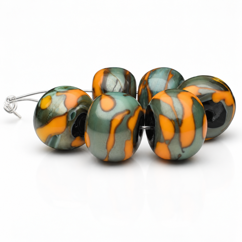 Copper Moss: Handmade Lampwork Glass Beads
