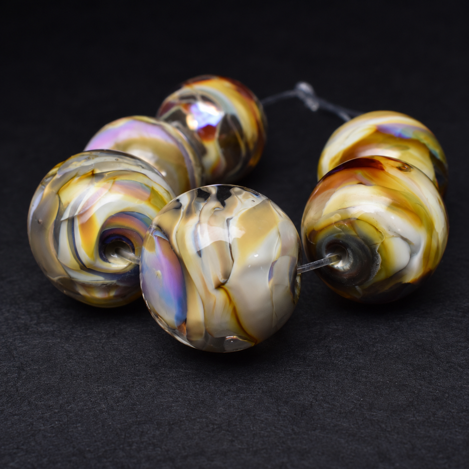 Golden Mirage: Handmade Lampwork Glass Beads