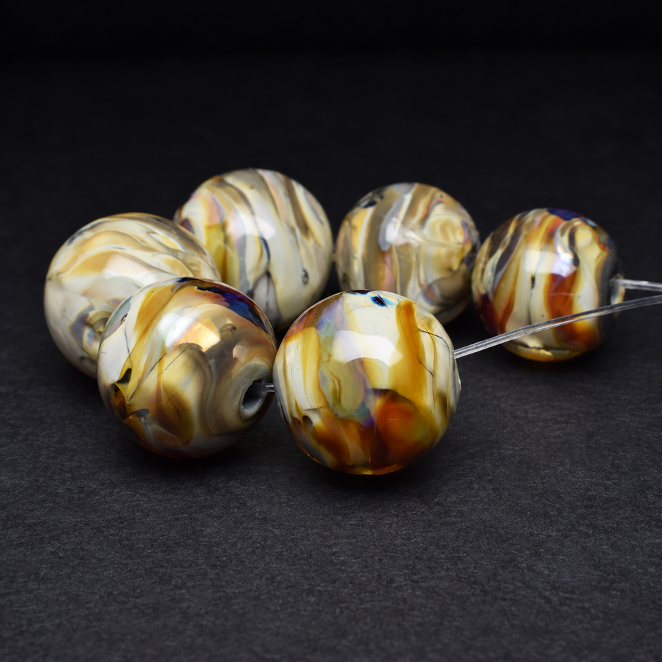Golden Mirage: Handmade Lampwork Glass Beads