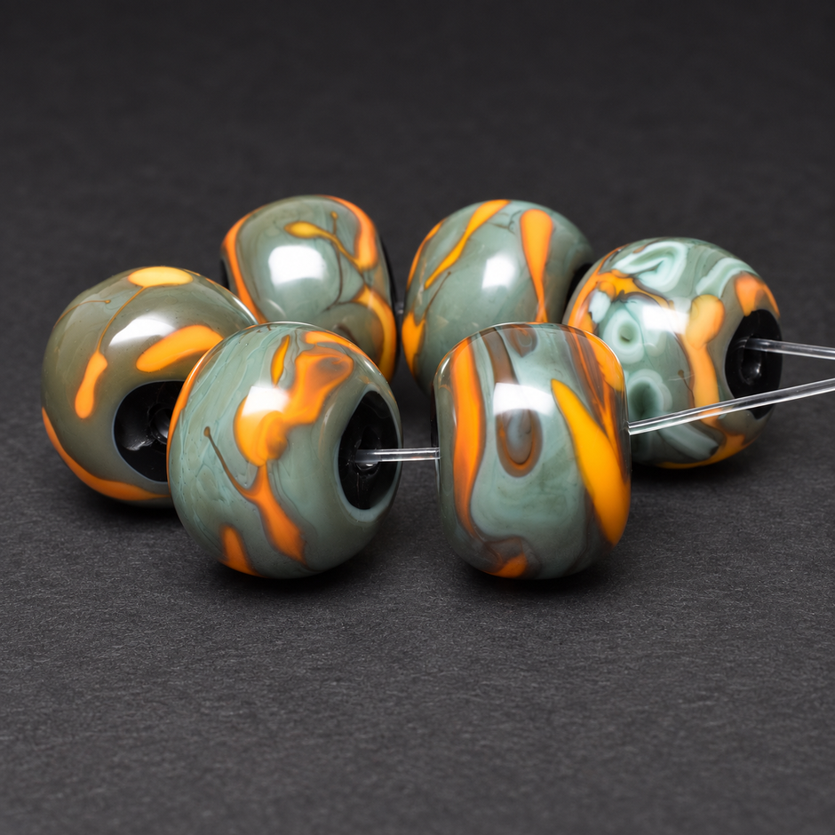 Copper Moss: Handmade Lampwork Glass Beads