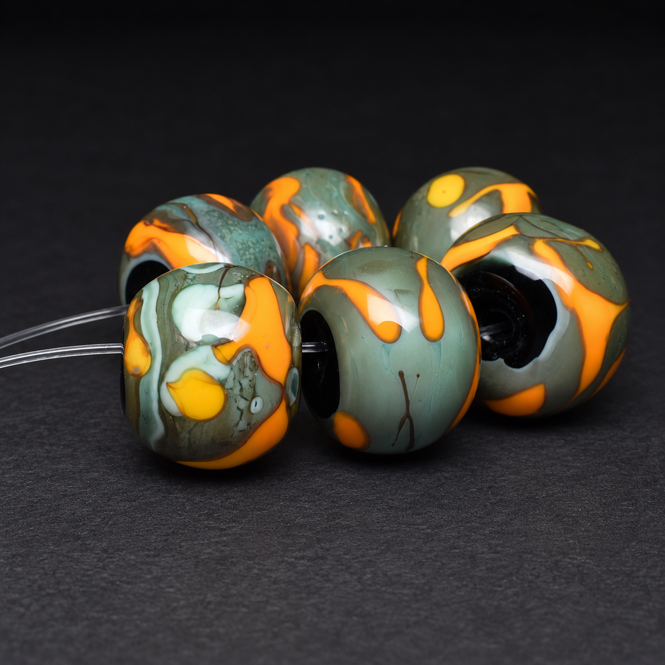 Copper Moss: Handmade Lampwork Glass Beads
